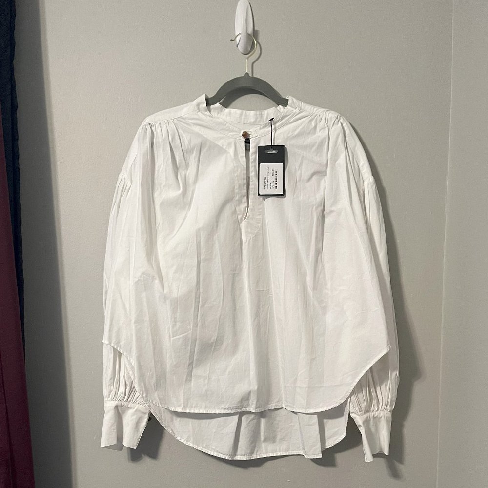 NWT Bassike Oversized White 100% Cotton Blouse with Stone Buttons Size M… - Picture 3 of 8